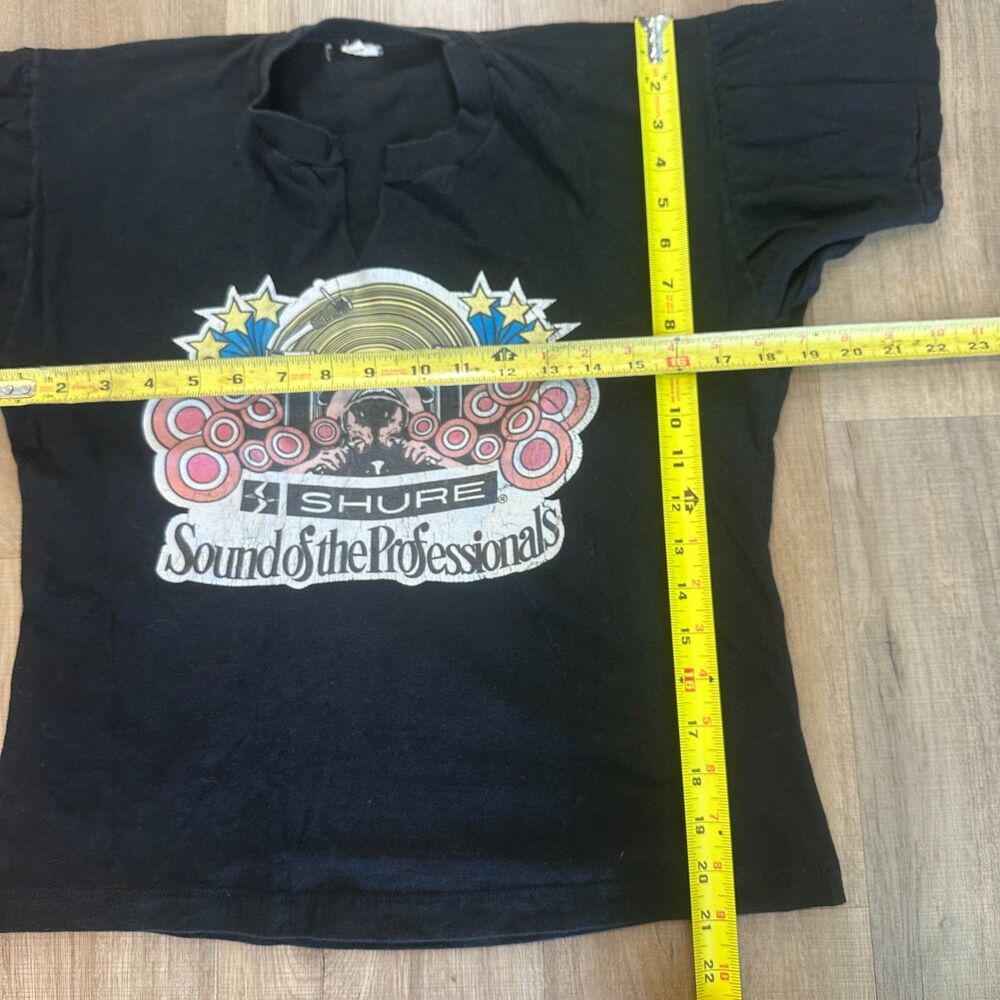 VTG 70s Shure Microphone ‘Sound Of The Professionals’ Psych-T Cut up Tee T-Shirt - Picture 3 of 6